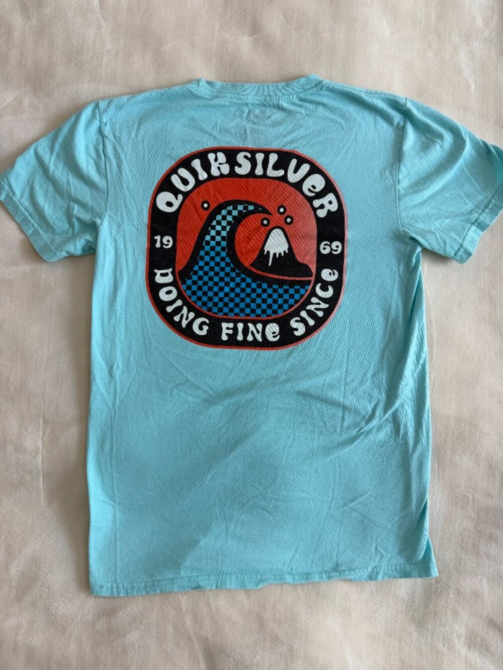 Quiksilver Mens S Blue Doing Fine Since 1969 Surf Skateboarding Graphic T Shirt
